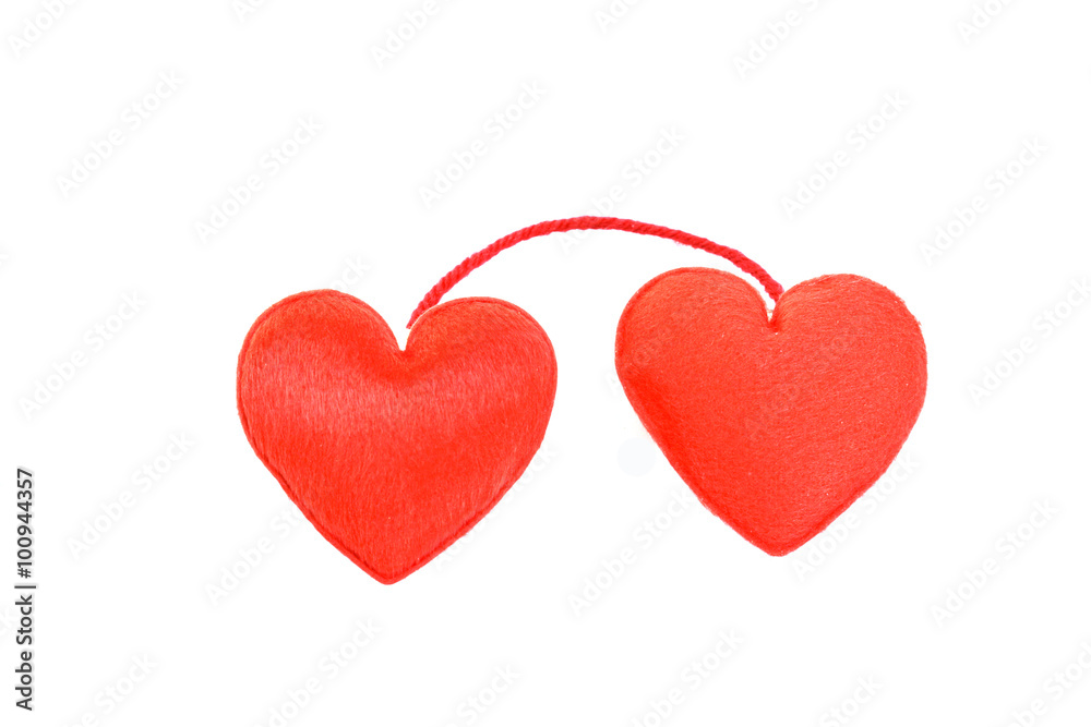 Two red hearts in love