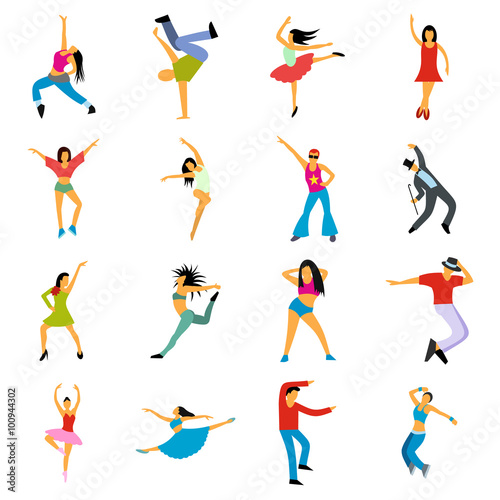 Dances flat icons set