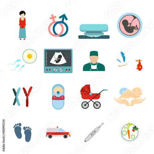 Pregnancy flat icons set