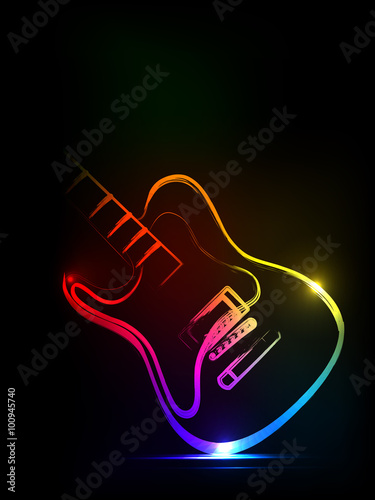 neon ink guitar,  easy all editable