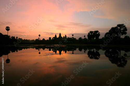 Cambodia  Angkor Wat Silhouette Sunrise Time