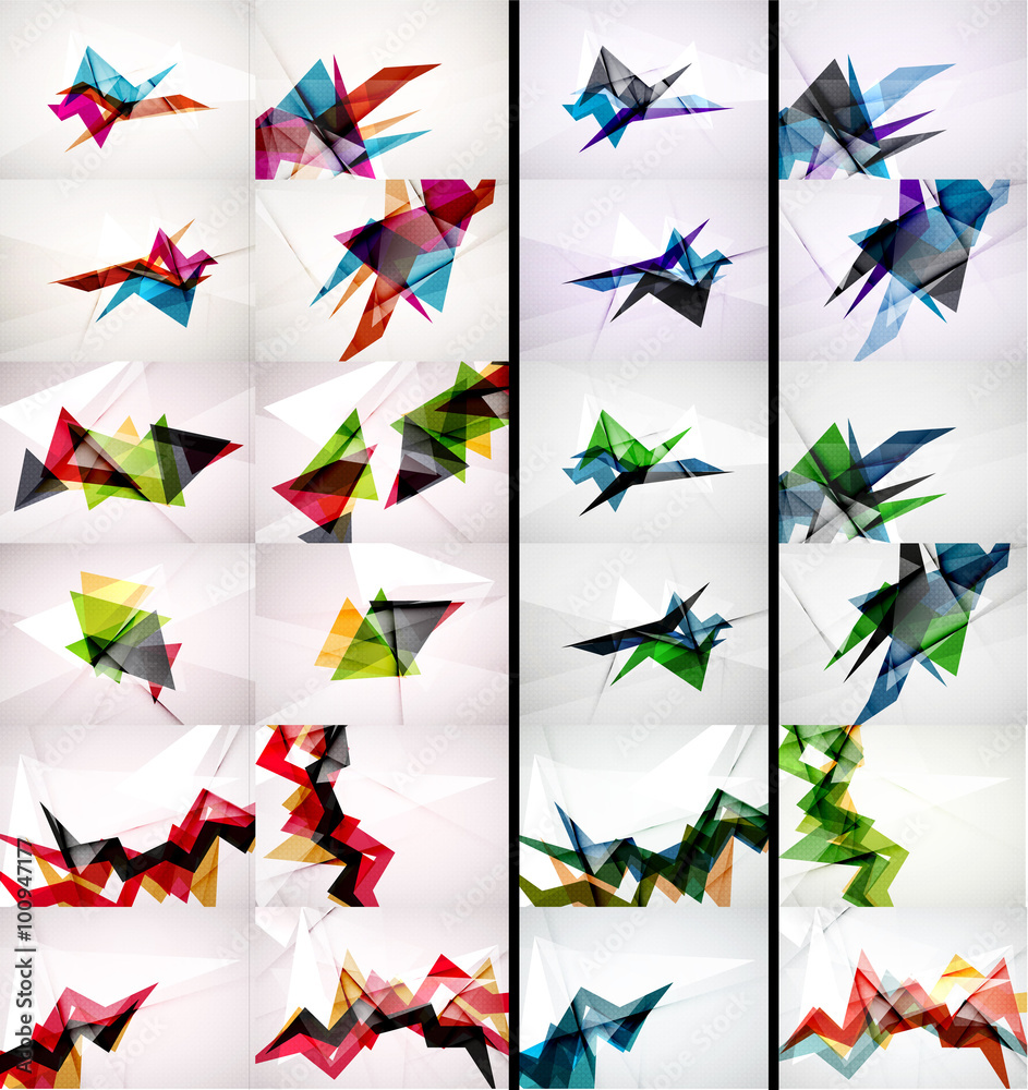 Set of triangle design geometric abstract backgrounds, origami style Set of triangle design geometric abstract backgrounds, origami style