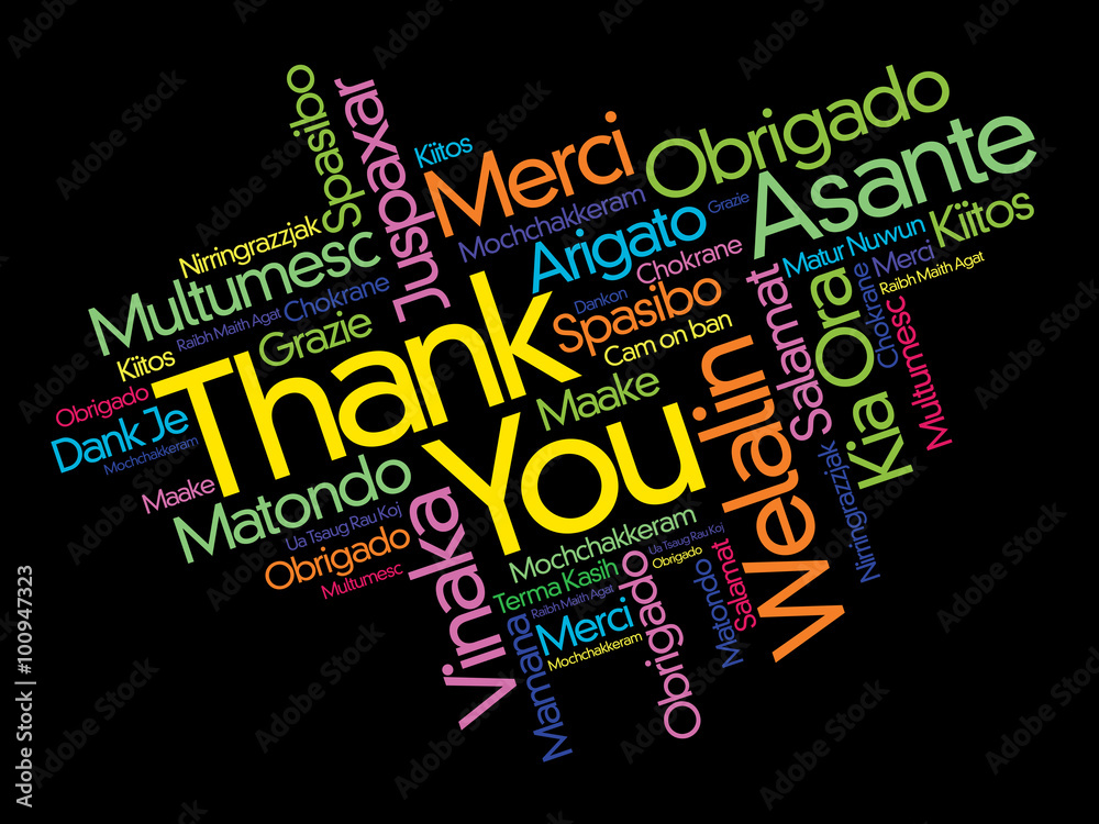 Thank You Word Cloud concept background in many languages