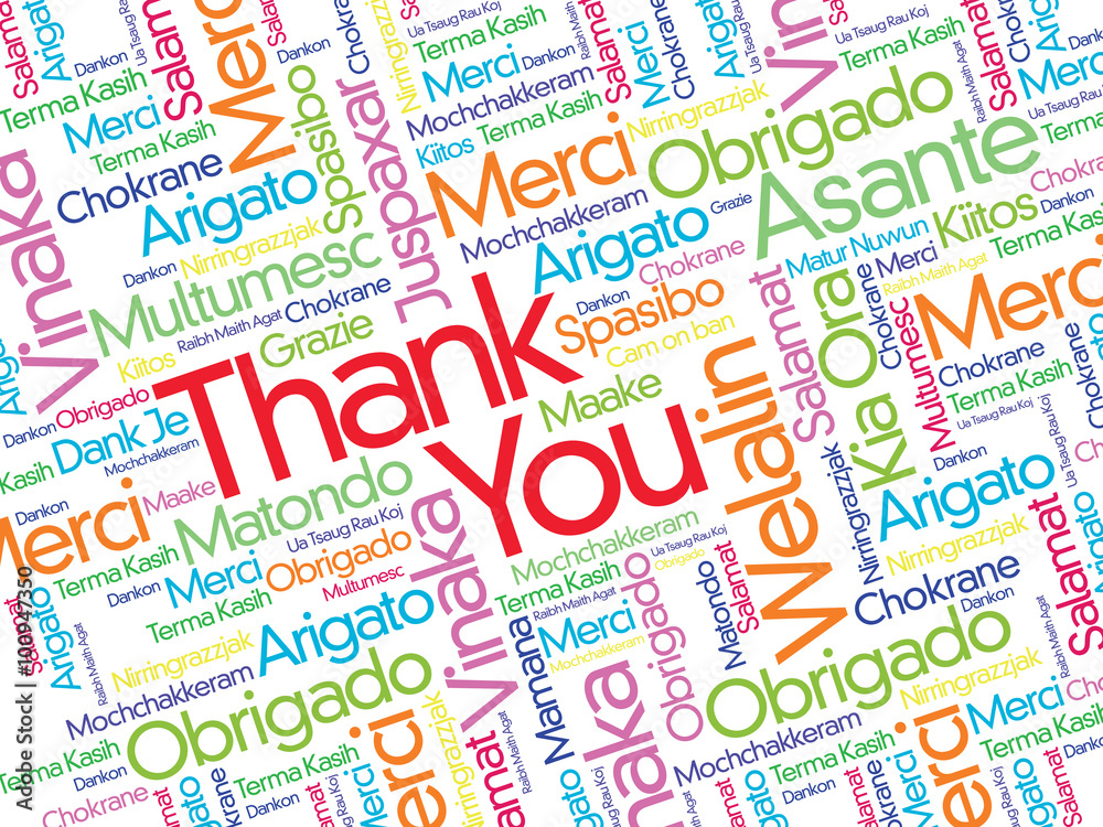 Fototapeta premium Thank You Word Cloud concept background in many languages