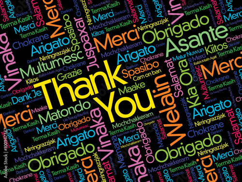 Thank You Word Cloud concept background in many languages