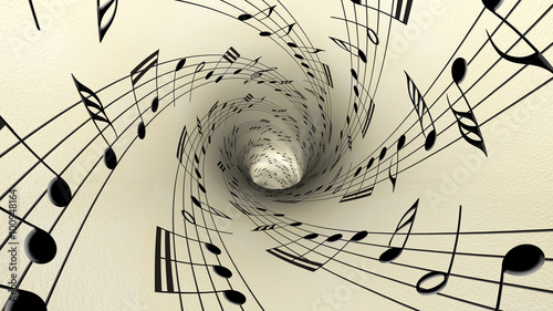 Musical notes on old vintage paper