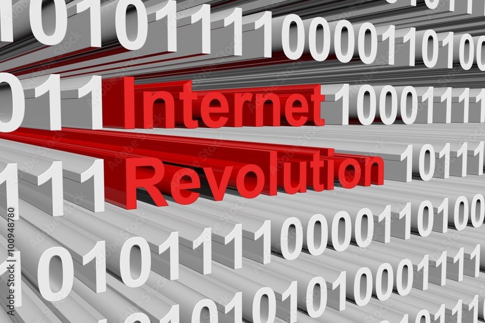 internet revolution is presented in the form of binary code