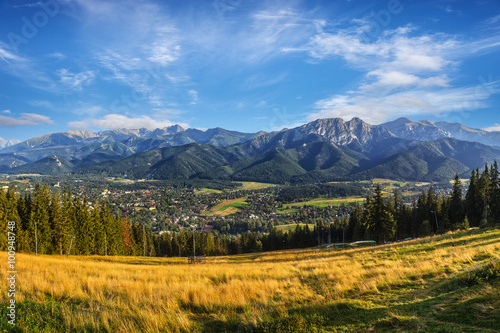 A view of The Tatra Mountains and Zakopane in summer, Poland.