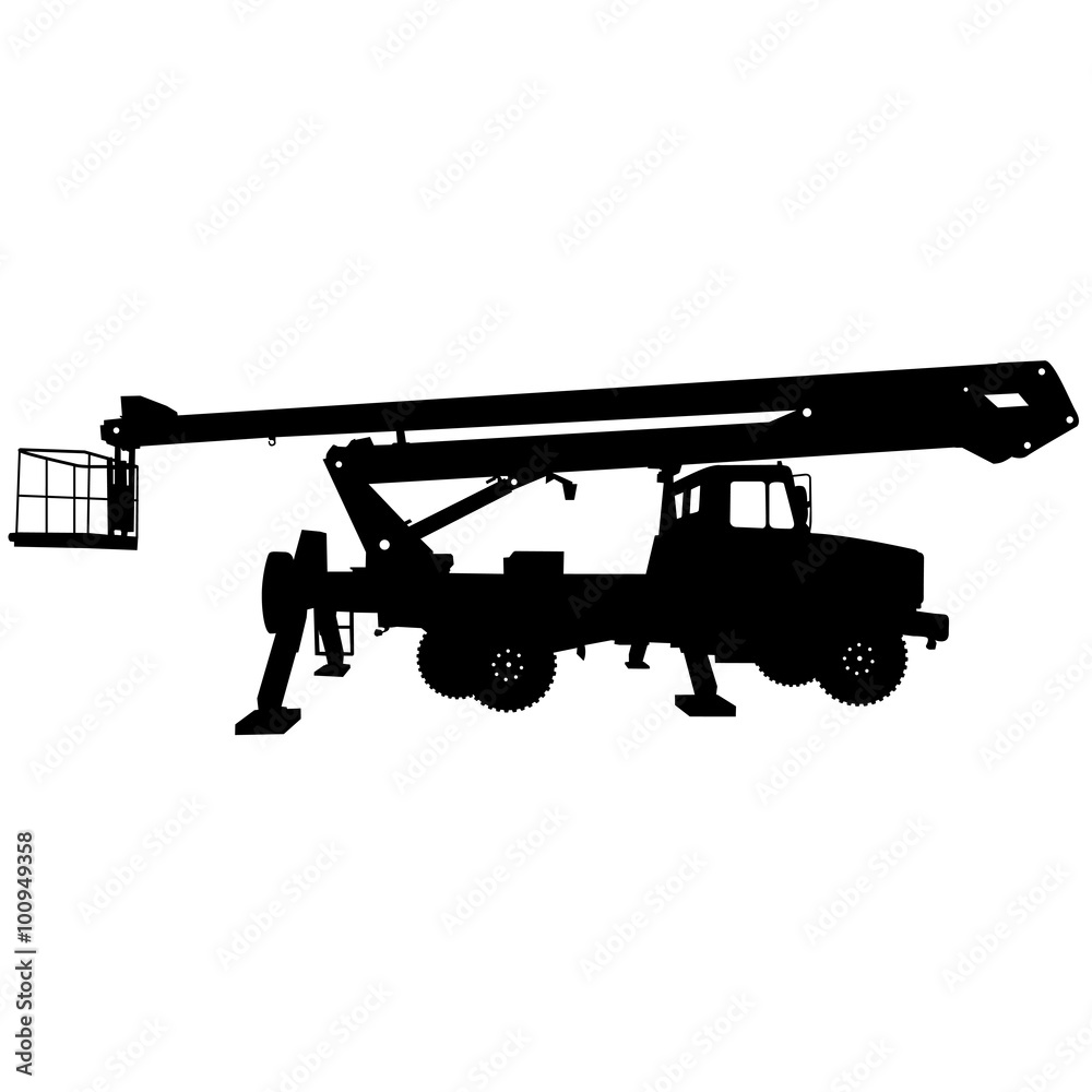 Electrician, making repairs at a power pole. Vector illustration