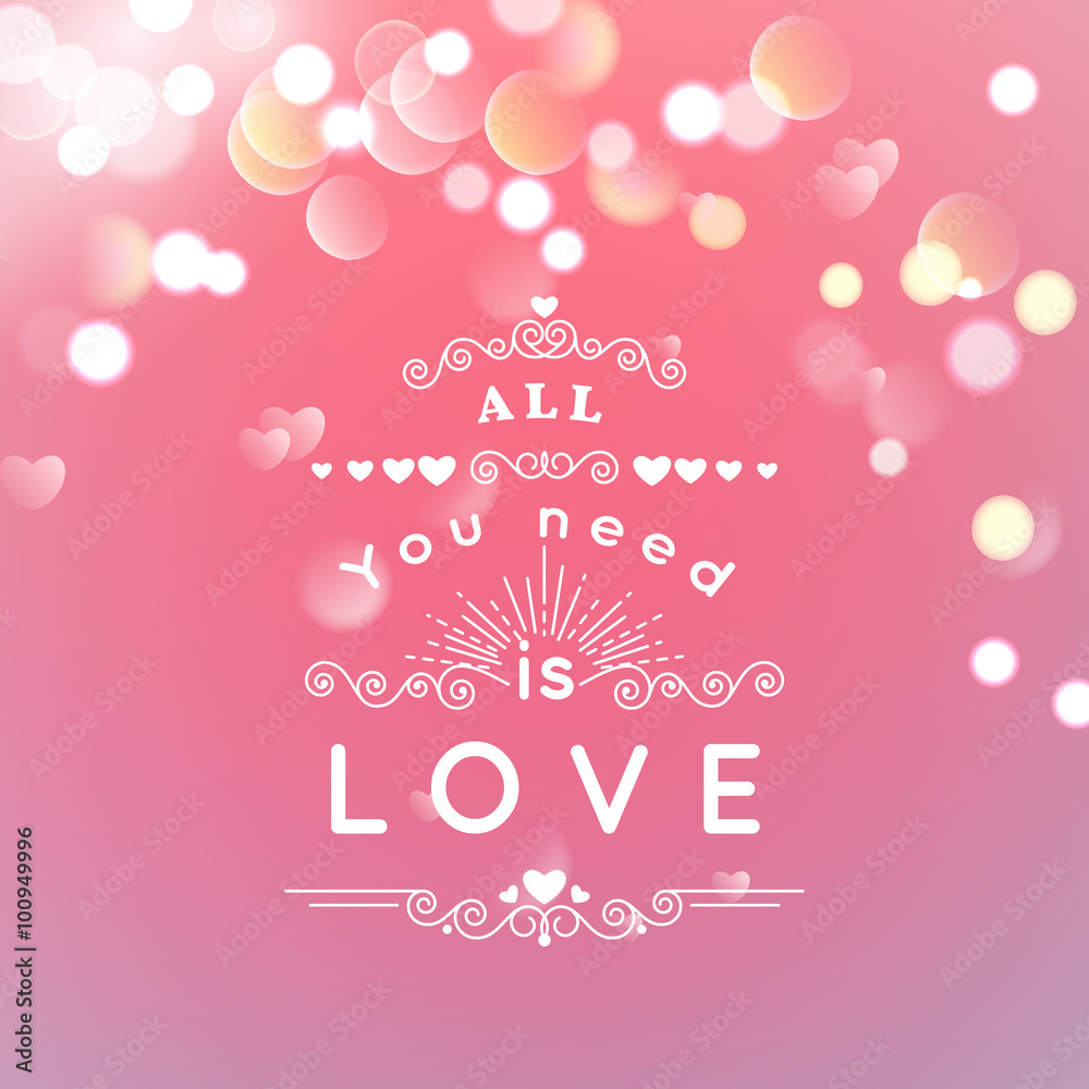 Happy Valentines Day Greeting Card with typography, heart, arrows, Bokeh background. 14 February. Vector Blurred Soft Background. Happy Valentines Day Greeting Card with typography, heart, arrows, Bokeh background. 14 February. Vector Blurred Soft Background.