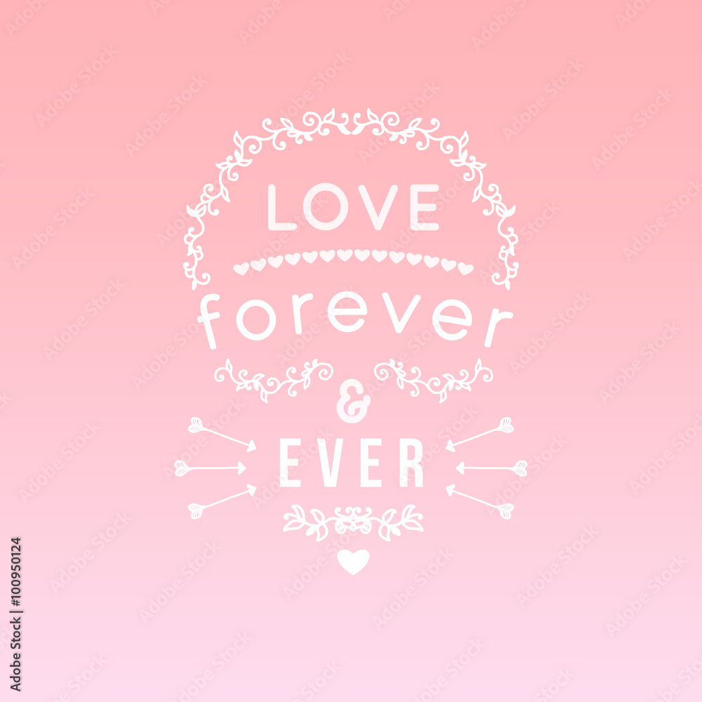 Vintage 'love forever and ever' lettering apparel t-shirt design with hand-drawn elements, heart, arrows. Typography vector