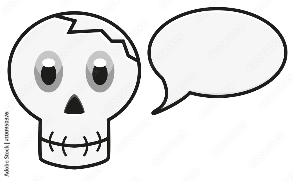 Isolated illustration of skull with speech bubble Isolated illustration of skull with speech bubble