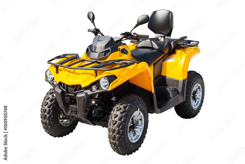 Yellow ATV quadbike isolated on white with clipping path Yellow ATV quadbike isolated on white with clipping path