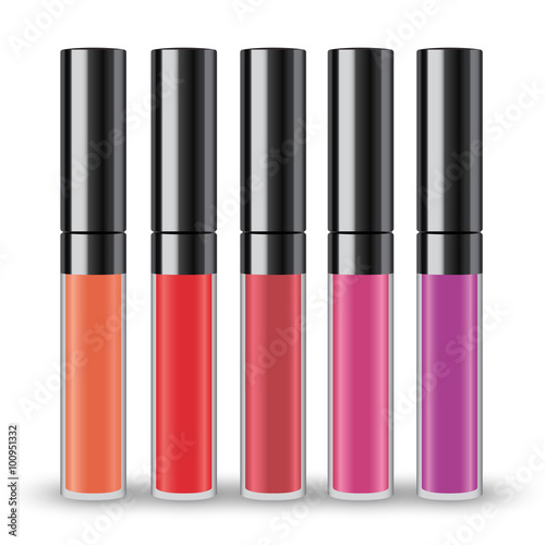 Set of Lip Gloss Packaging : Vector Illustration