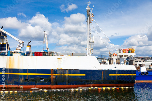 Big commercial fishing vessel. Location: Docked in the Seattle Ship Canal.