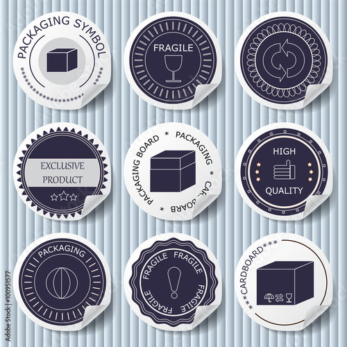 stock vector set of label for packaging  and transportation