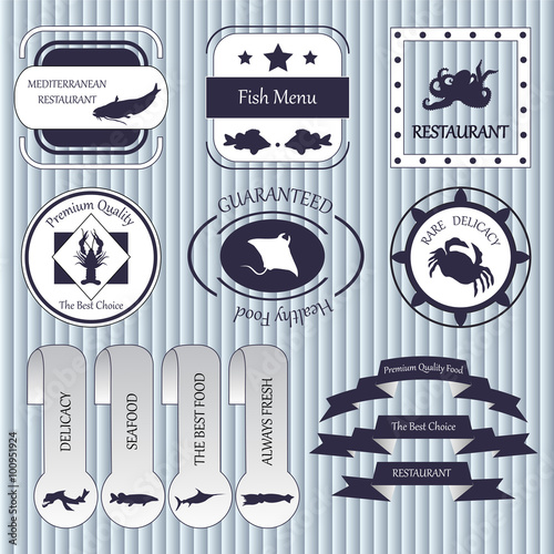 stock vector set of label for restaurant and cafe