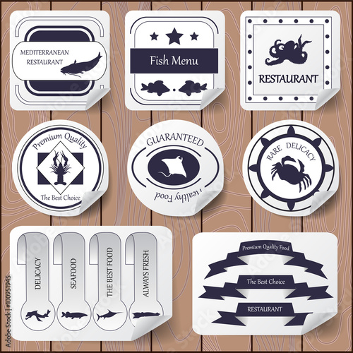stock vector set of label for restaurant and cafe