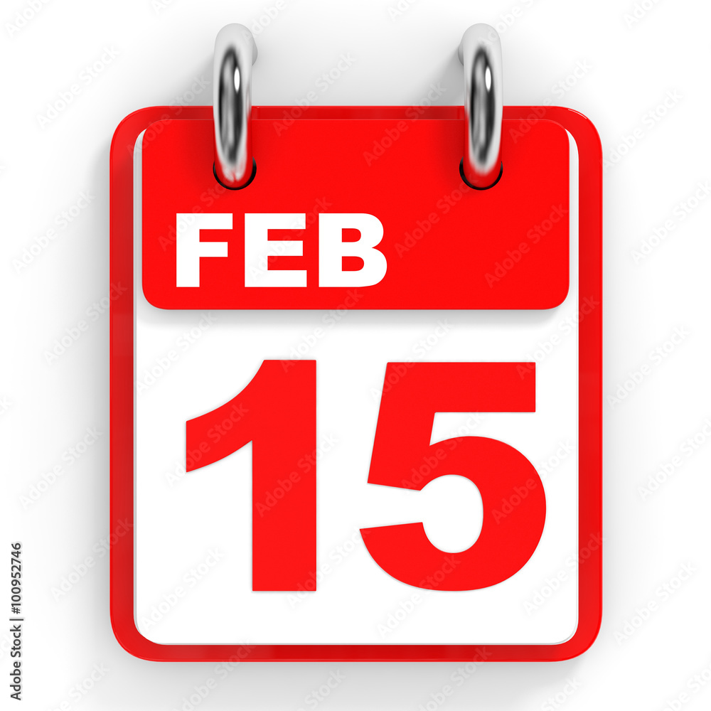 Calendar on white background. 15 February. Calendar on white background. 15 February.