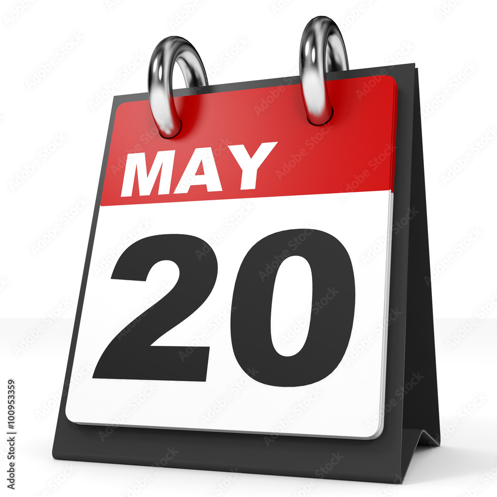 Calendar on white background. 20 May. Calendar on white background. 20 May.