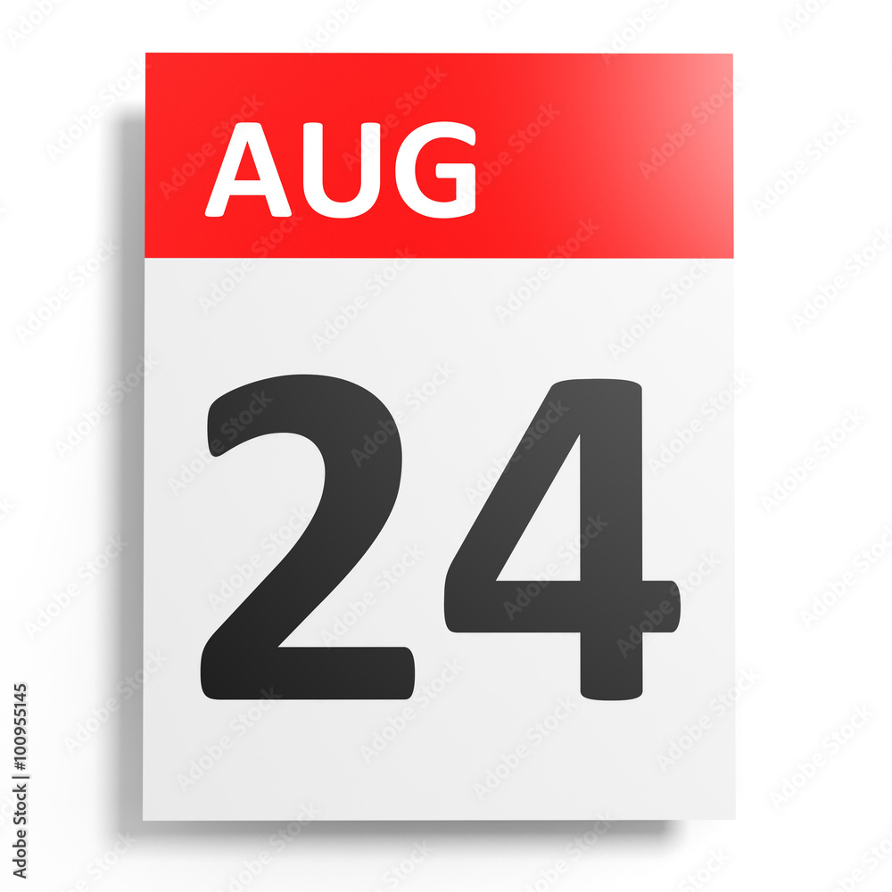 Calendar on white background. 24 August. Calendar on white background. 24 August.