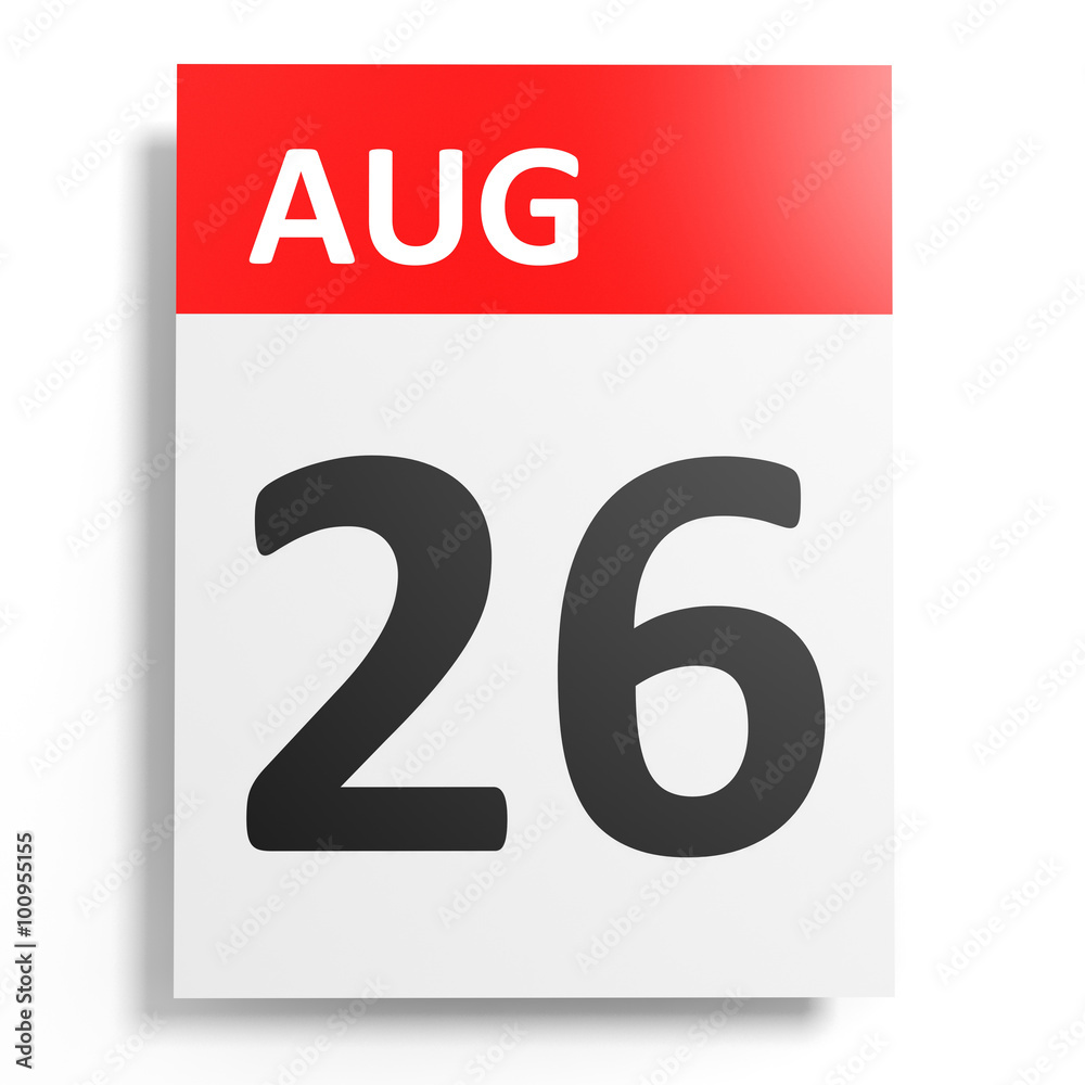Calendar on white background. 26 August. Calendar on white background. 26 August.