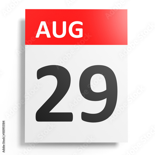 Calendar on white background. 29 August.