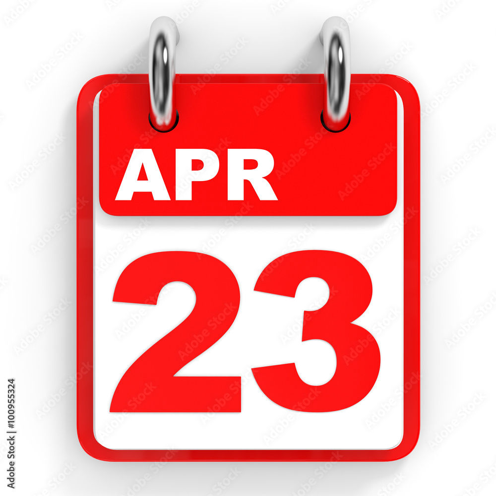 Calendar on white background. 23 April. Calendar on white background. 23 April.