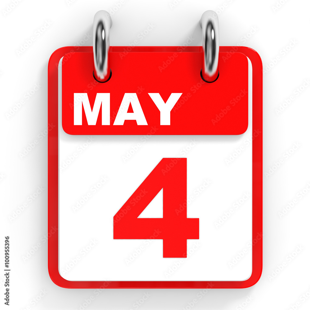 Calendar on white background. 4 May. Calendar on white background. 4 May.