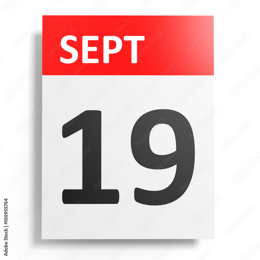 Calendar on white background. 19 September.