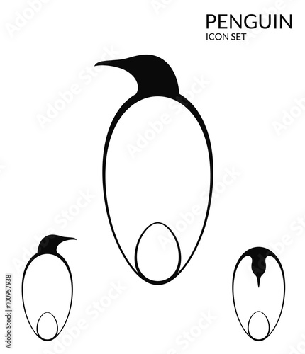 Penguin. Icon set