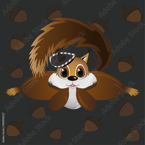 cartoon squirrel in the hat, illustration, vector