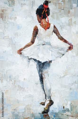 oil painting, girl ballerina. drawn cute ballerina dancing