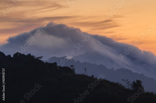 Sunset sky with the beautiful mountain and color © gnskrw