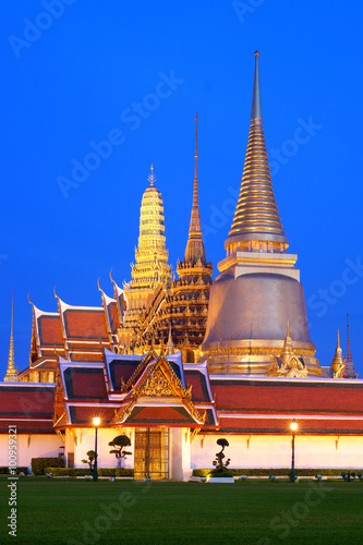 Special Occasion Night Time of Wat Phra Kaew Temple Grand Palace