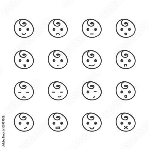Set of hand drawn doodle smiles isolated on white background.
Different facial expressions.