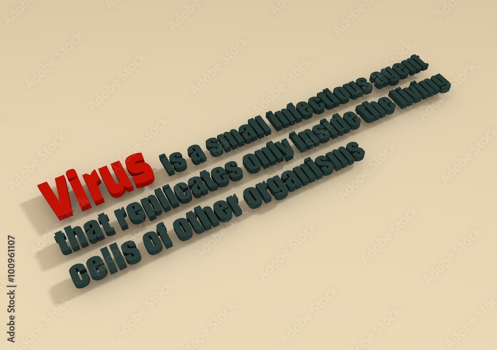 virus organism description dictionary text. 3D typing. virus organism description dictionary text. 3D typing.