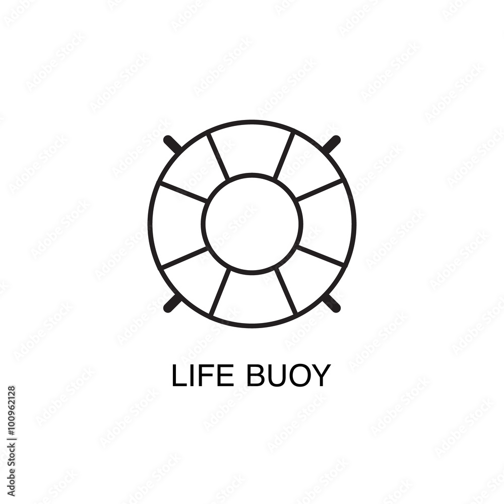 Life buoy line art icon. Summer vacation safety. Life buoy line art icon. Summer vacation safety.