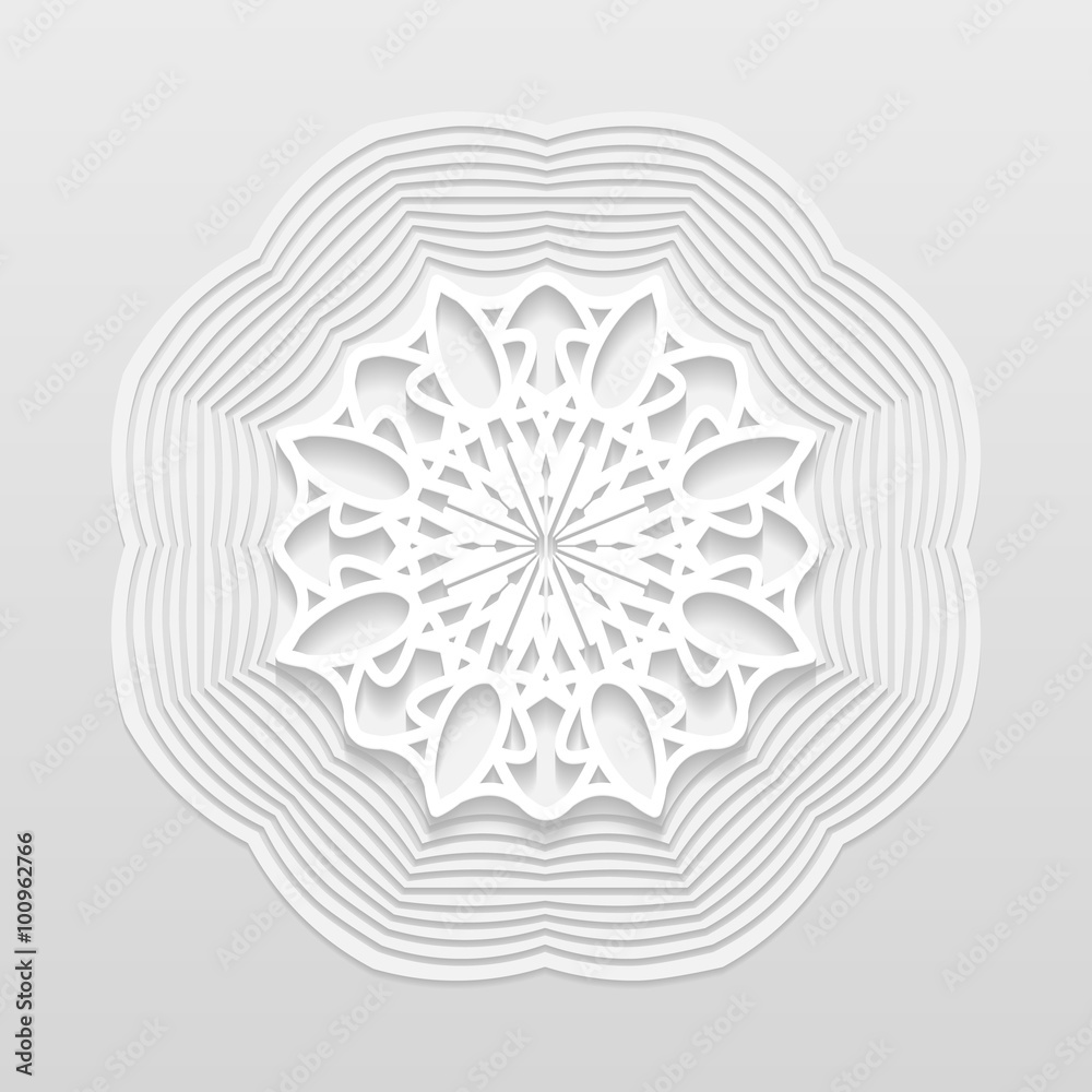 3D  decorative flower, decorative snowflake, mandala, embossed pattern, arabic ornament,indian ornament, vector