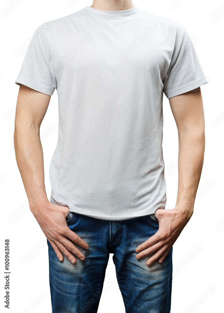 man dressed in a white T-shirt and jeans man dressed in a white T-shirt and jeans