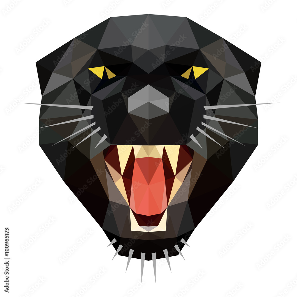 Naklejka premium Vector low poly angry panther