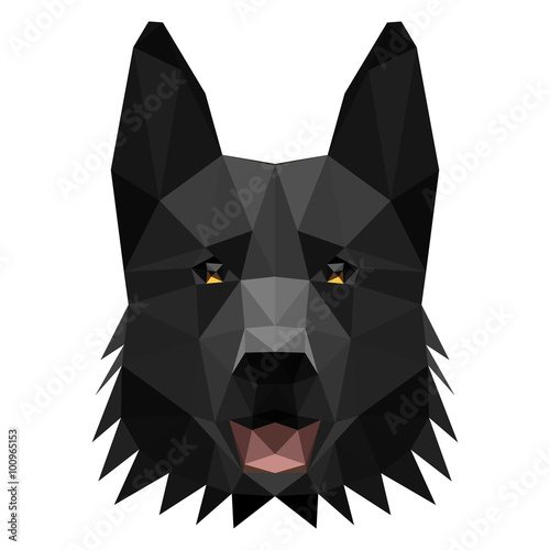 Vector low poly shepherd dog
