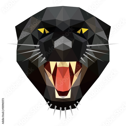 Vector low poly angry panther
