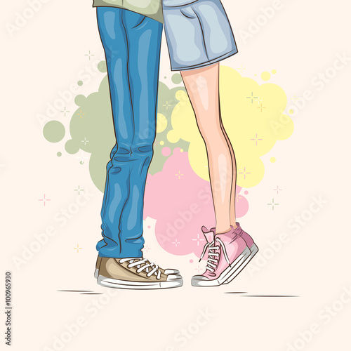 Kissing couple. Hand drawing illustration