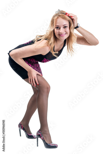 full-length portrait of a young business woman, isolated on white