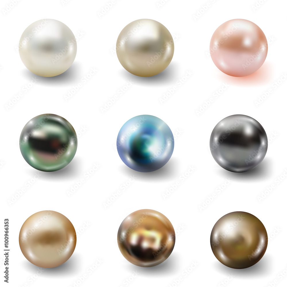 Pearl realistic isolated on white background Adobe