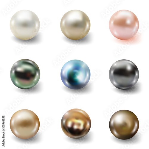 Pearl realistic isolated on white background © fosin
