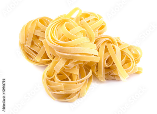 Dry pasta on a white background