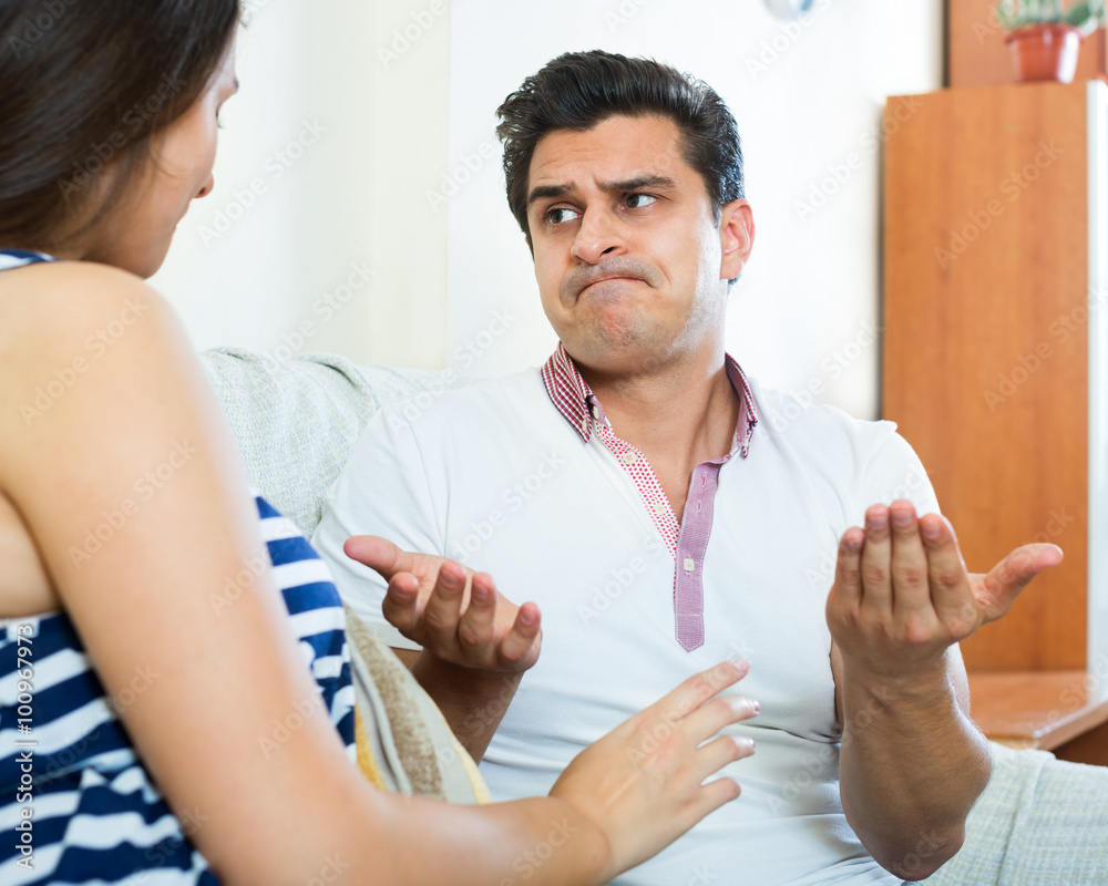 Fototapeta premium Angry spouses having domestic argue