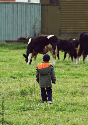 boy and cow, Rostov, Russia photo